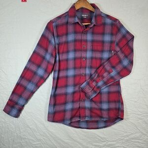 Eddie Bauer Flannel Shirt Mens Small Plaid Relaxed Fit Long Sleeve Hiking